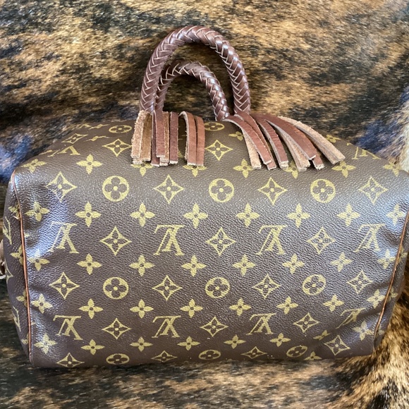 Revamped Vintage Speedy Louis Vuitton Chocolate Braiding Turquoise - Picture 4 of 14